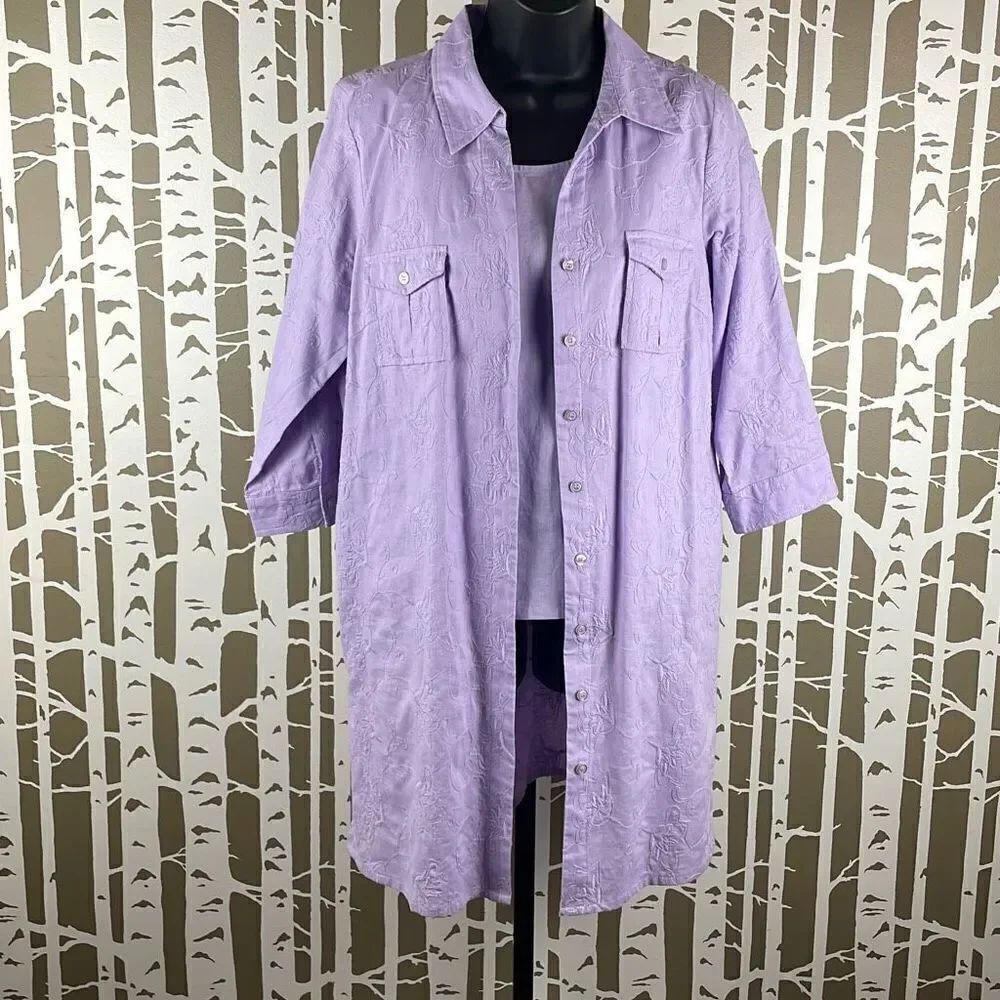 Pastel Purple Linen Blend 2 Piece Tank and Tunic Set M